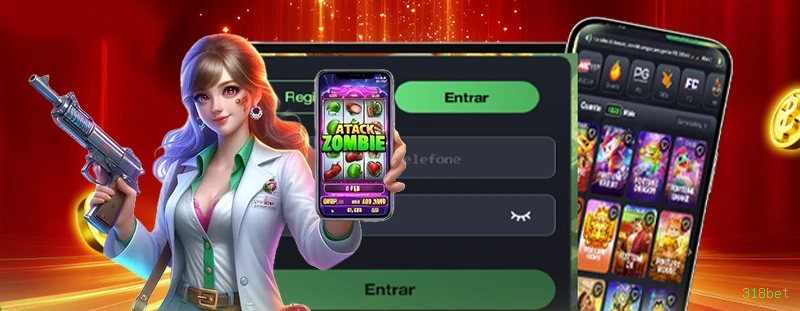 Imagem promocional do cassino online da 318bet mostrando jogos ao vivo